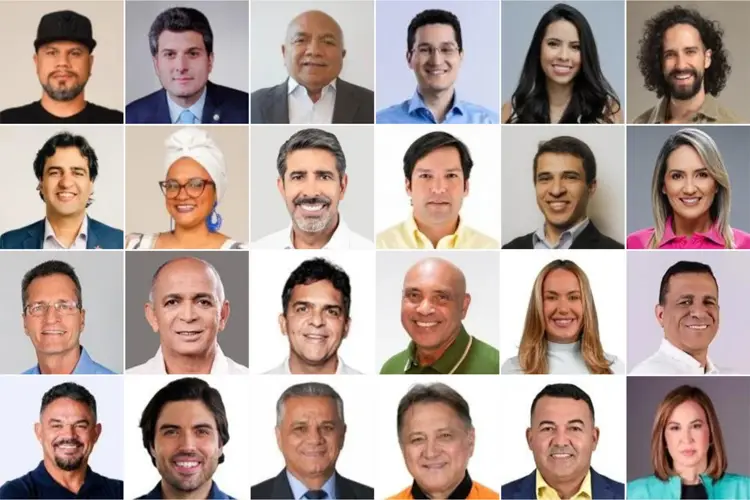 Mosaico com os retratos dos deputados distritais eleitos