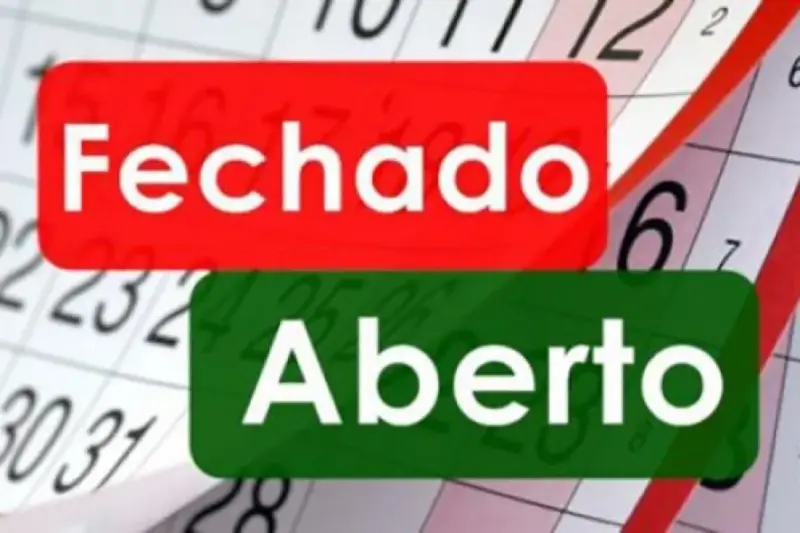 Arte com as palavras Fechado e Aberto sobre um calendário